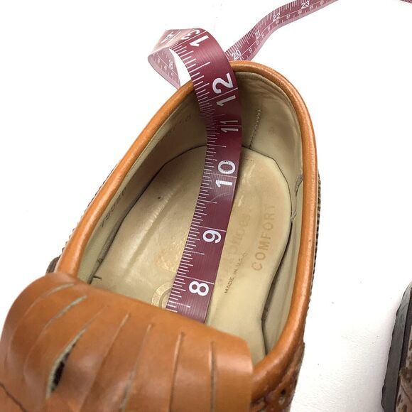 Vintage Etonic Men Golf Shoes 8 D Brown Tan Leather Oxford Brogue Metal Spikes main image 13
